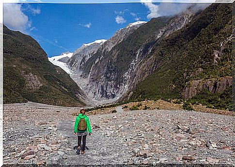 Woman on the Franz Glacier