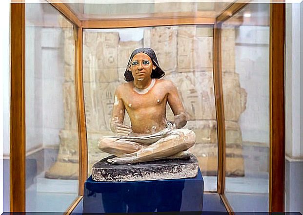 Seated Scribe Statue in the Egyptian Museum