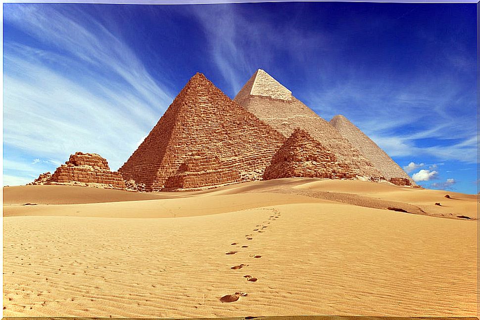 Egyptian pyramids on the Giza Plateau