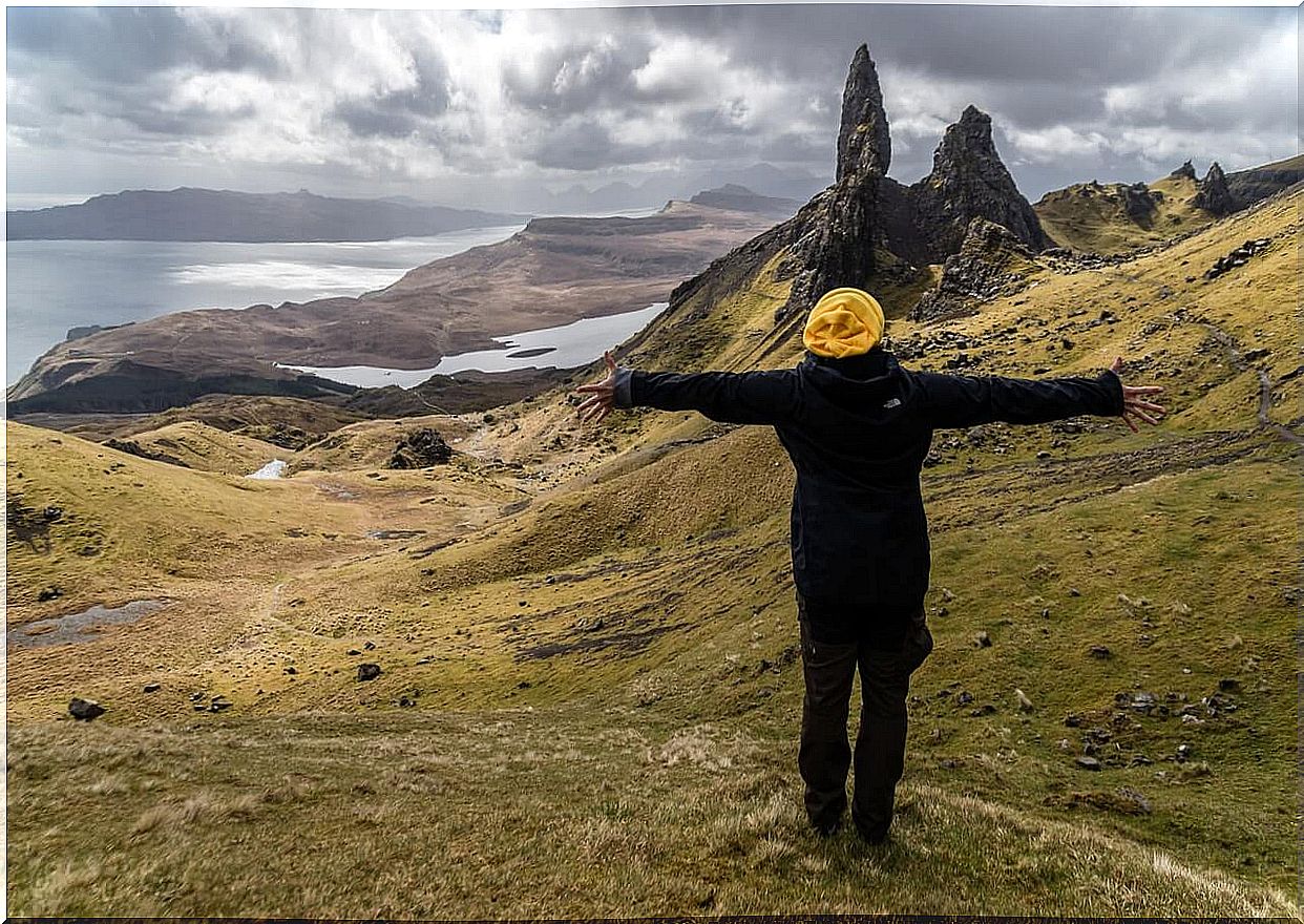 Happy traveler in Scotland