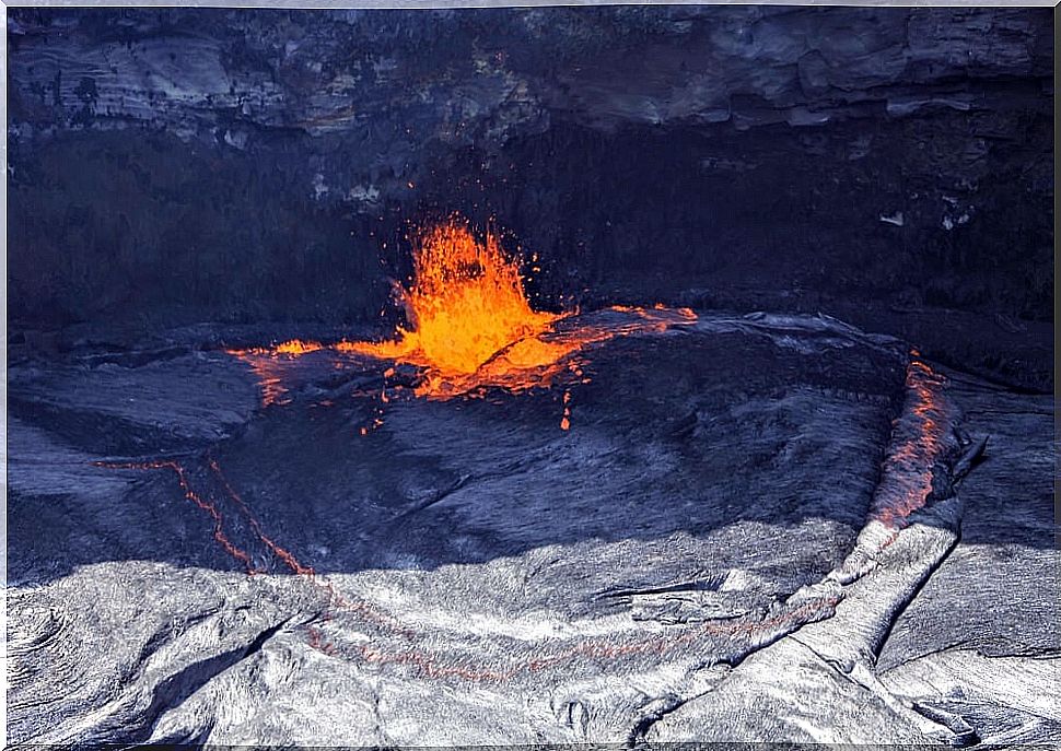 Eruption inside the crater