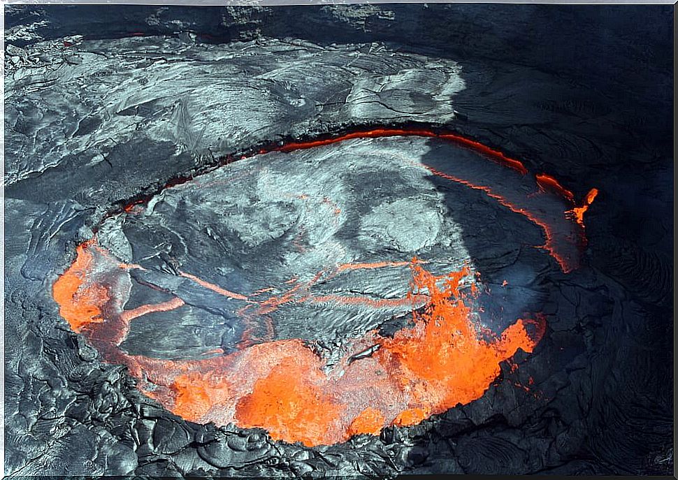 Aerial view of the Erta Ale volcano