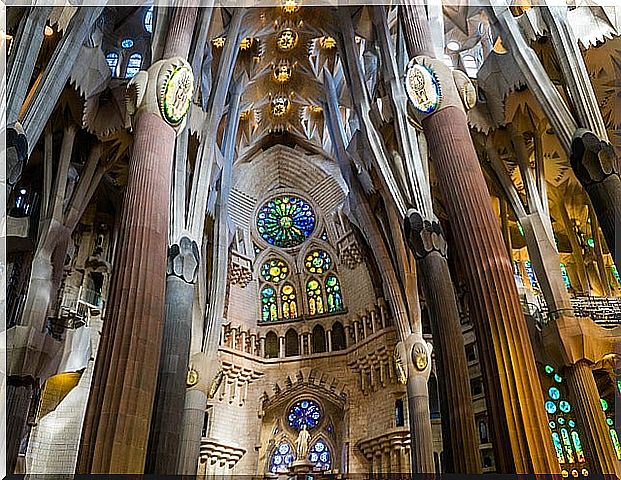 Interior of the Sagrada Familia in Barcelona