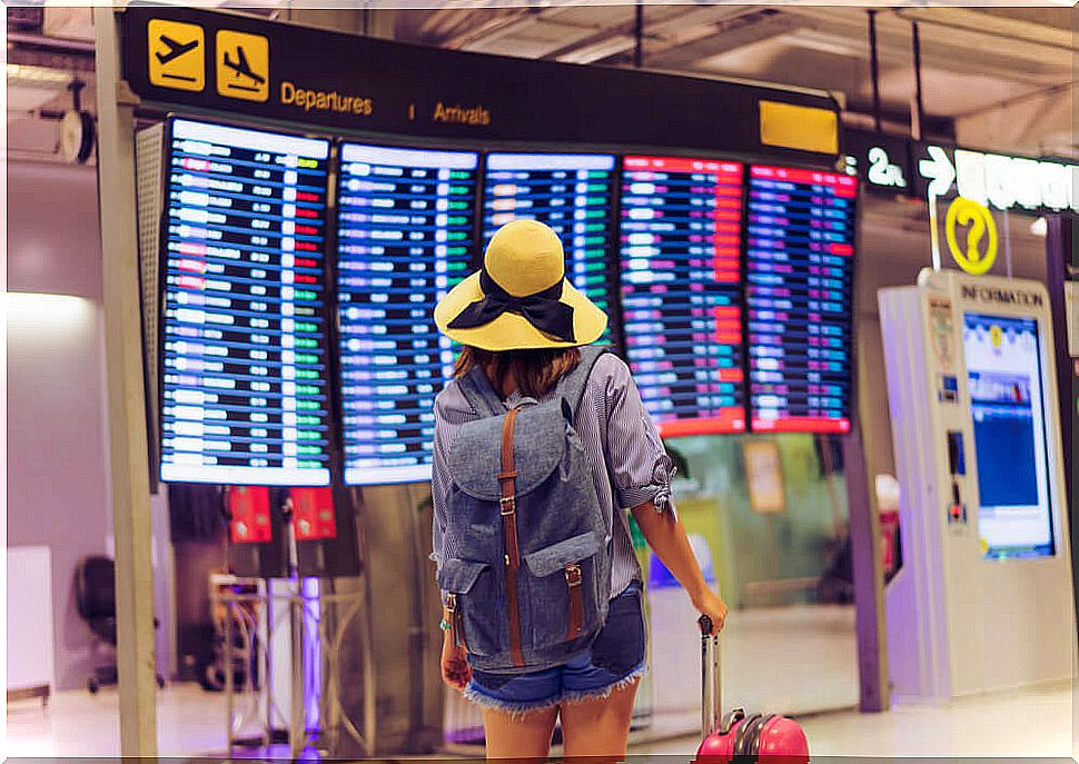 Woman in an airport