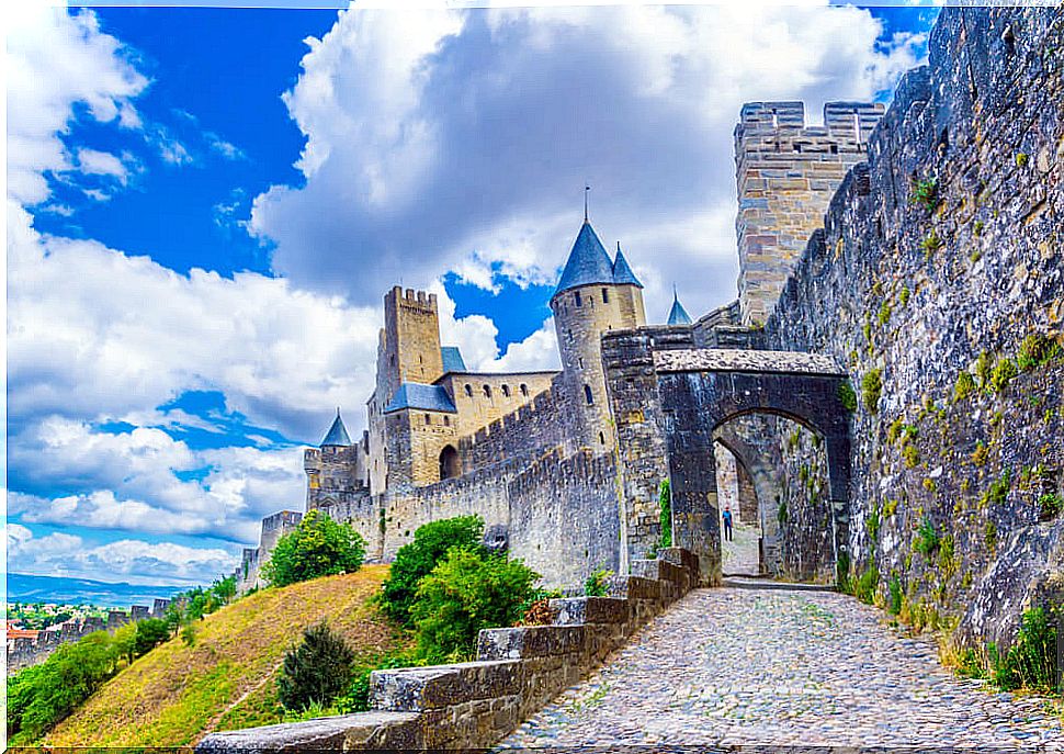 Access to the castle of Carcassonne