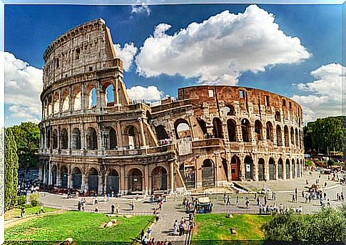 View of the Colosseum in Rome in Italy