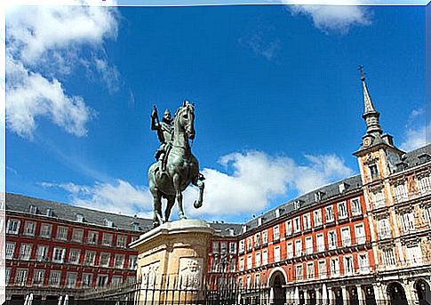 Statue of Felipe III in the Plaza Mayor of Madrid 