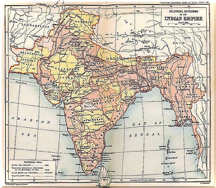 Map of the British Empire in India