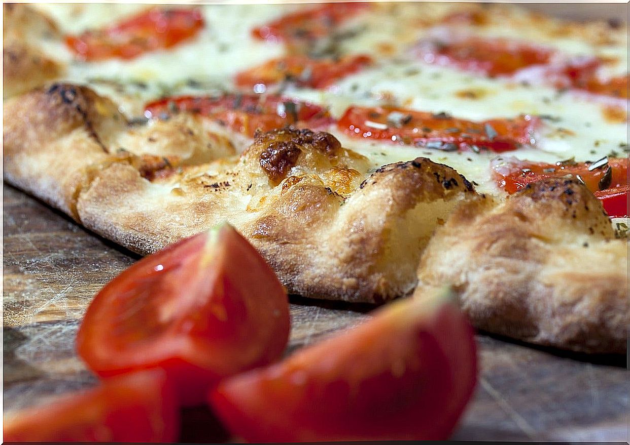 Italian pizza in one of the restaurants on Gran Vía