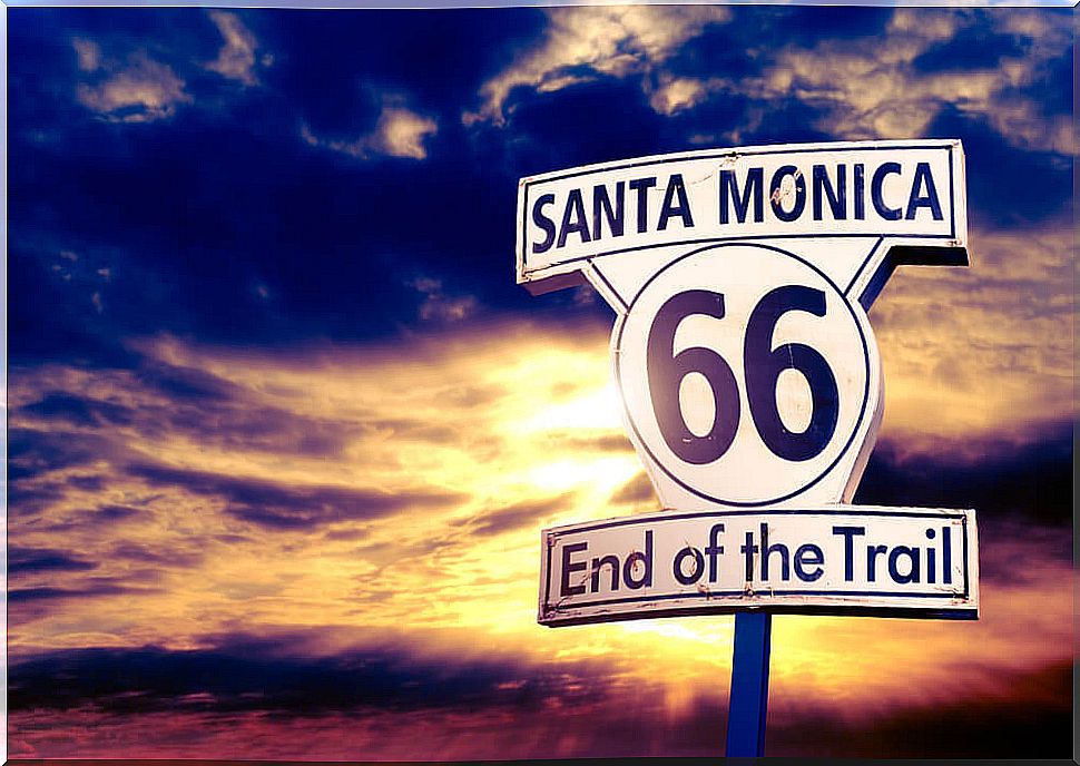 End of Route 66 sign