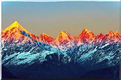 sunset in the himalayas