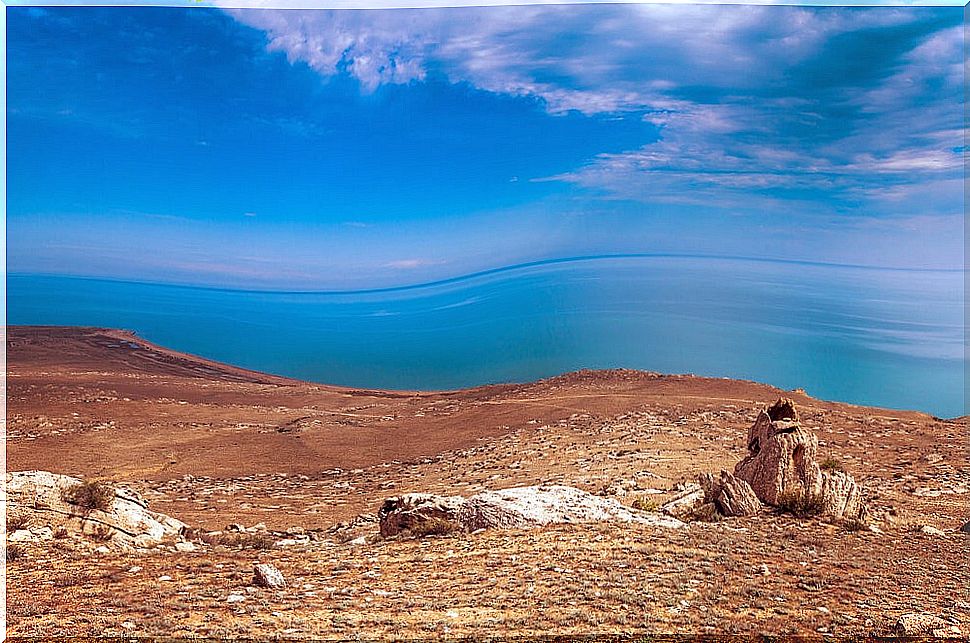 The Caspian Sea, the largest lake in the world