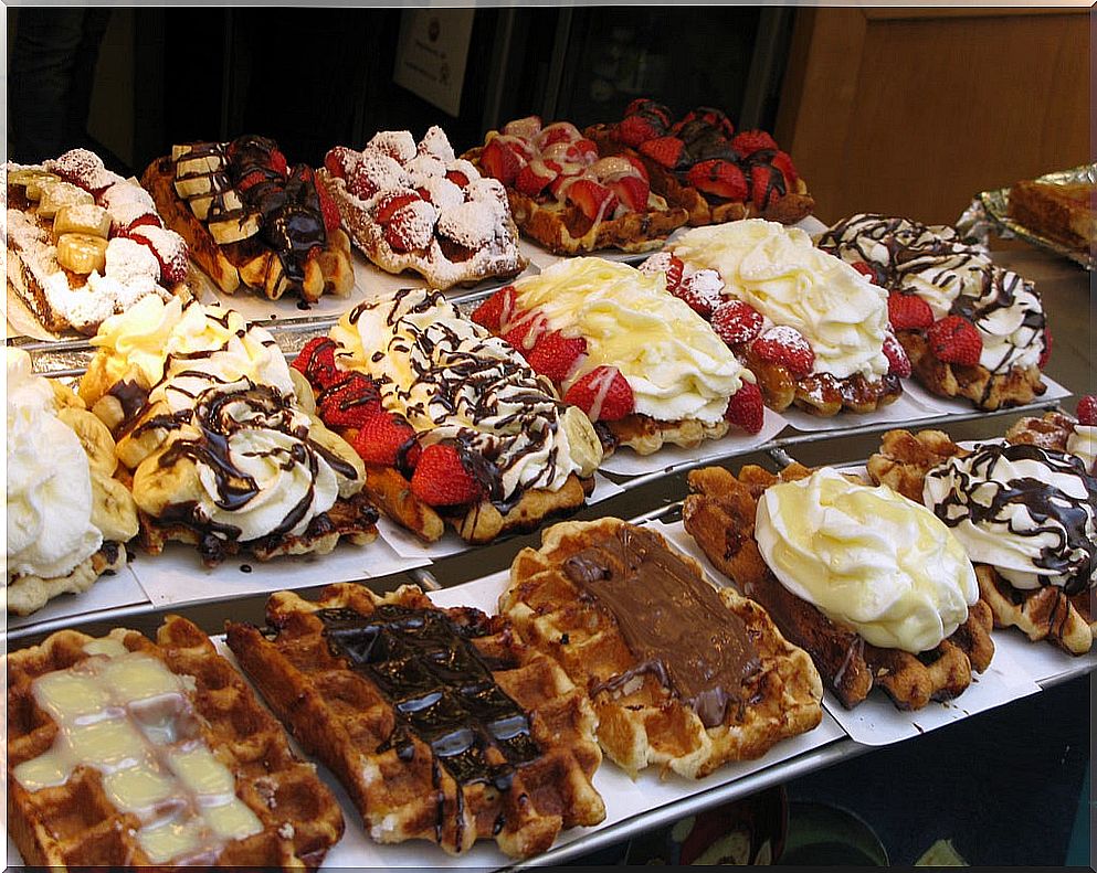 Waffles, a product of the gastronomy of Bruges