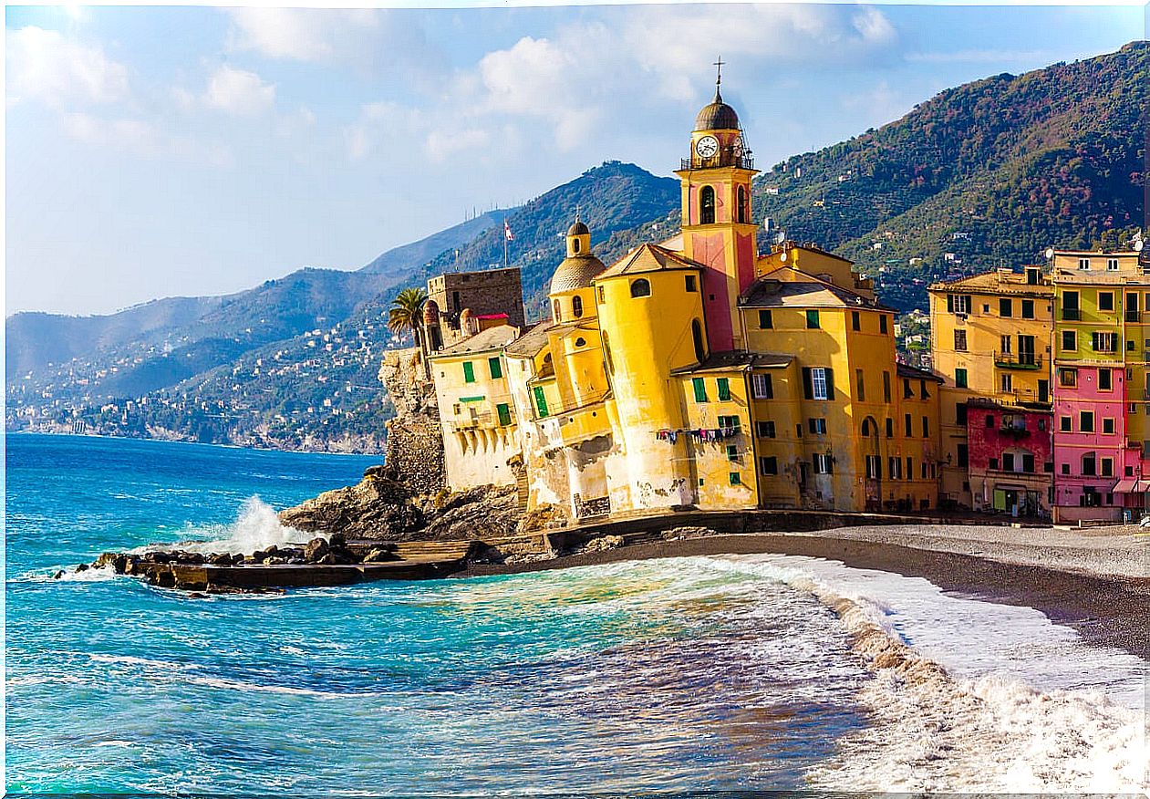 The village of Camogli and its beautiful colored balconies