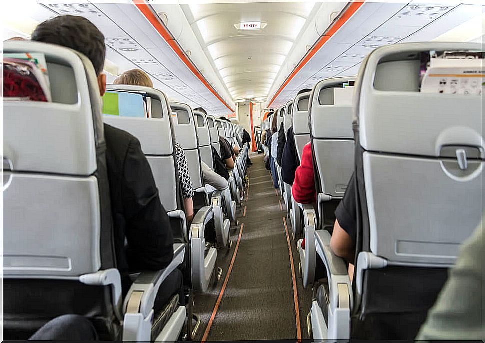 Interior of an airplane