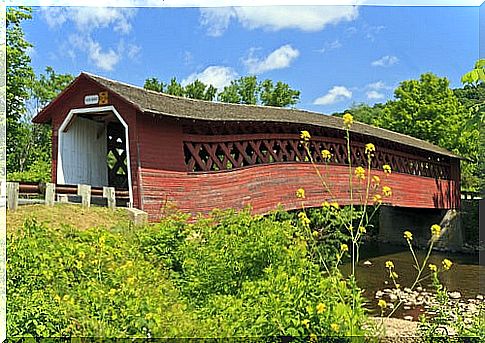 The beautiful Henry Covered Bridge in Vermont.