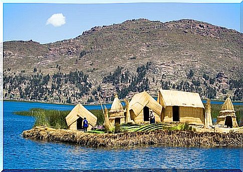 Floating island on Lake Titicaca