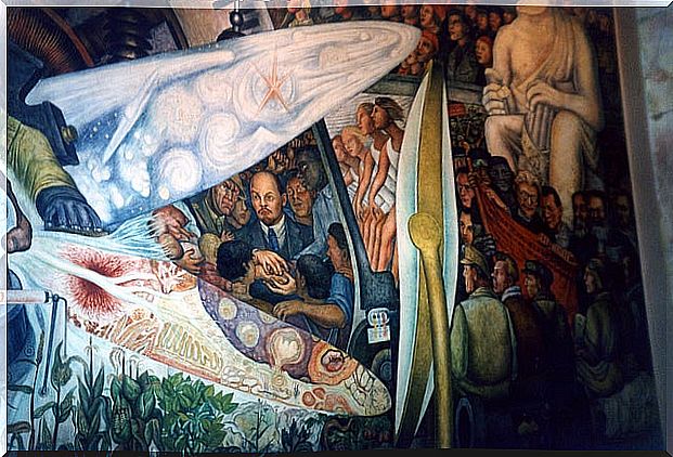 Diego Rivera mural in Mexico's Palace of Fine Arts