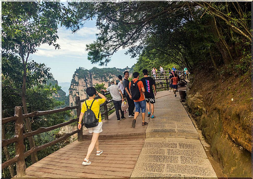 Hiking trail to ascend the Wulingyuan Mountains.